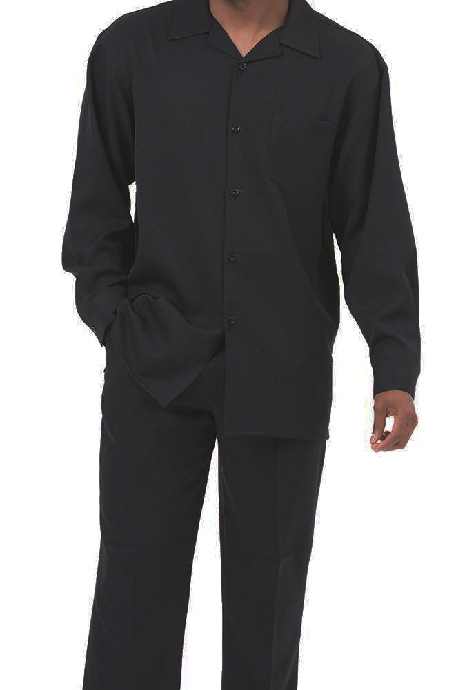 Men's 2 Piece Long Sleeve Walking Suit in Black | Men's Fashion