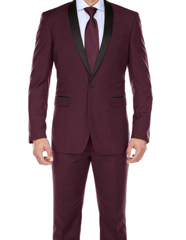 burgundy color suit