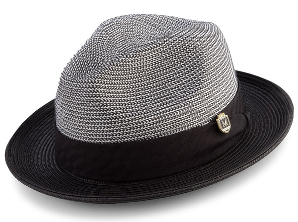 Black Braided Two Tone Snap Brim Pinch Hat | Men's Fashion