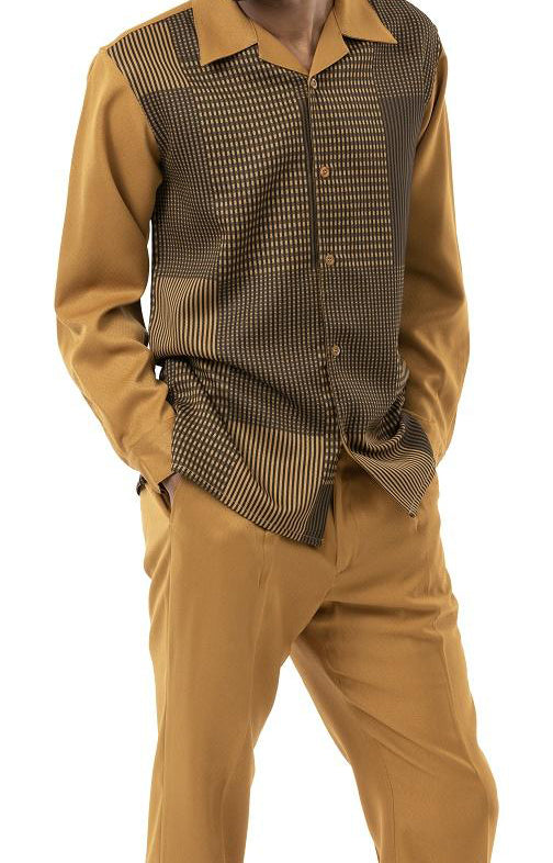 Mustard 2 Piece Striped Detail Long Sleeve Walking Suit