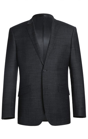 Slim Fit 3 Piece Vested Solid Dark Charcoal Grey Suit 2 Button Notch Lapel  AZAR