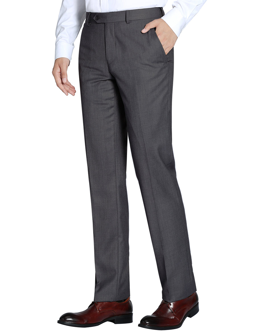 Dress Pants Regular Leg Un-Hemmed Bottoms in Charcoal | Men's Fashion