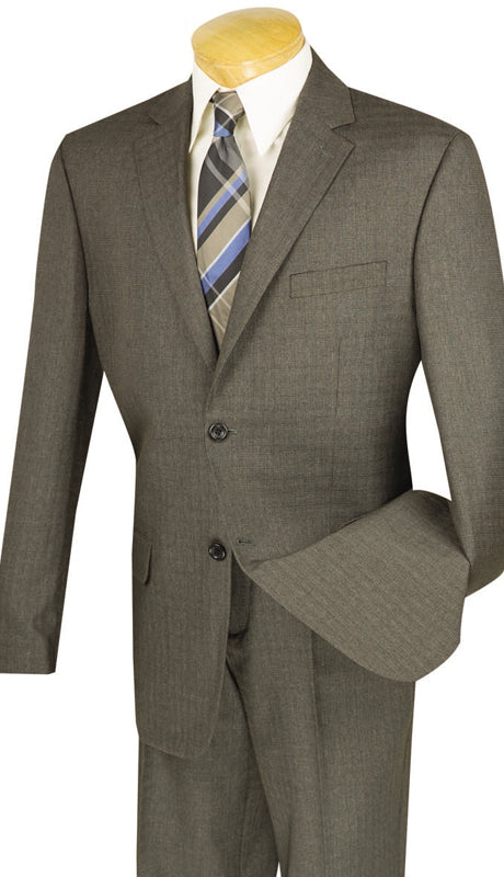 Avellino Collection - Regular Fit 2 Piece Suit Wool Blend Textured Weave in Brown