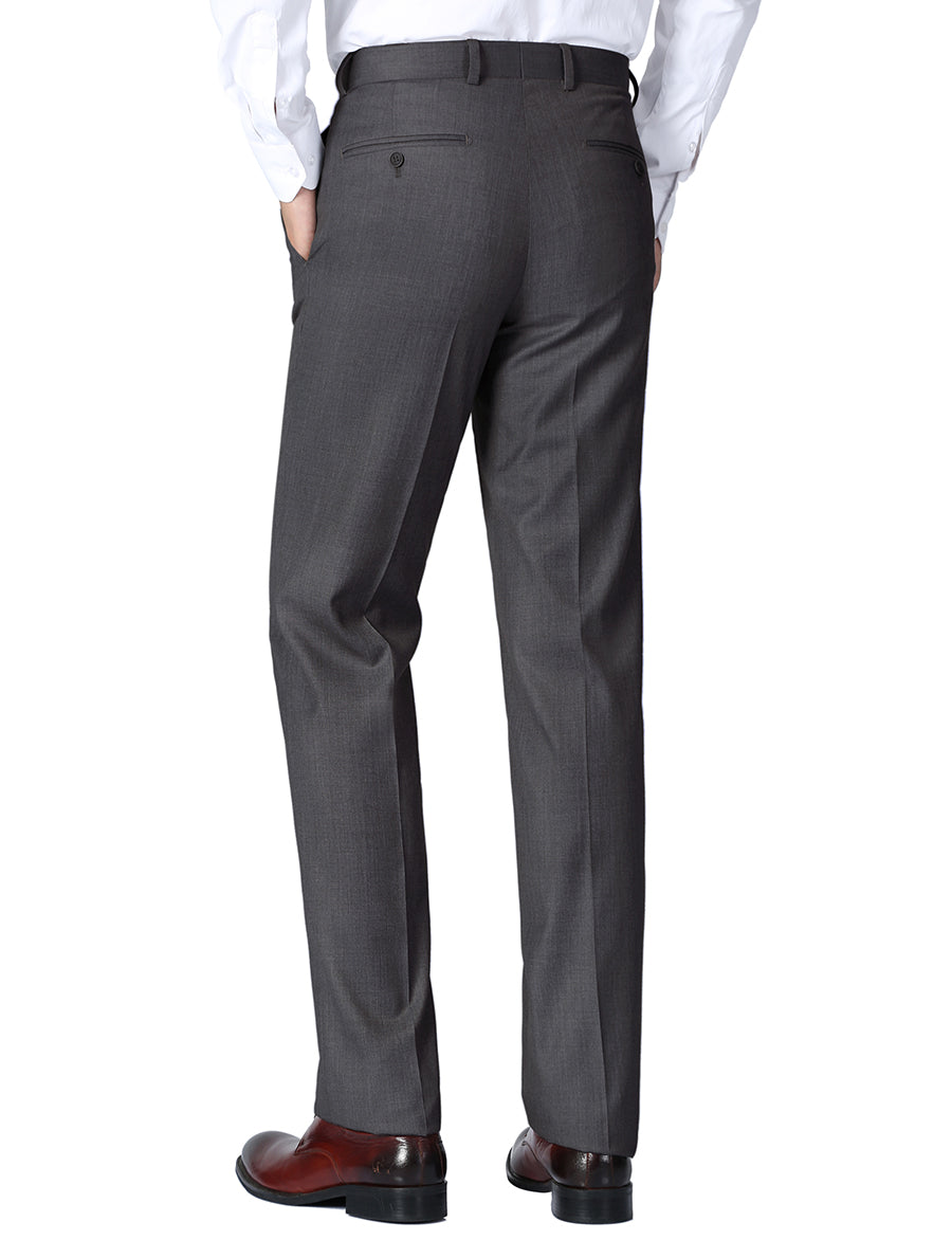 Dress Pants Regular Leg Un-Hemmed Bottoms in Charcoal | Men's Fashion