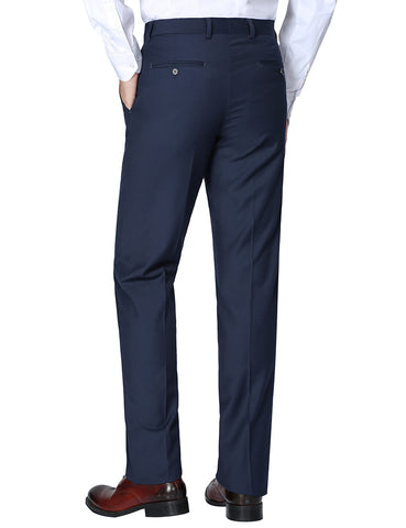 Buy Men Navy Slim Fit Solid Flat Front Leisure Sport Trousers Online -  370389