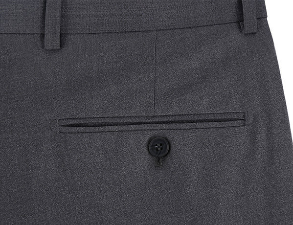 Dress Pants Regular Leg Un-Hemmed Bottoms in Charcoal | Men's Fashion