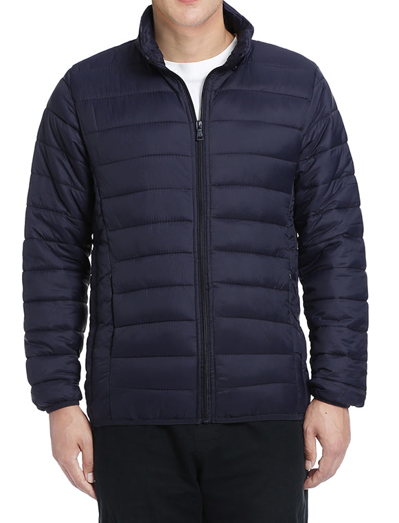 Men's Quilted Puffer Jacket in Navy | Men's Fashion