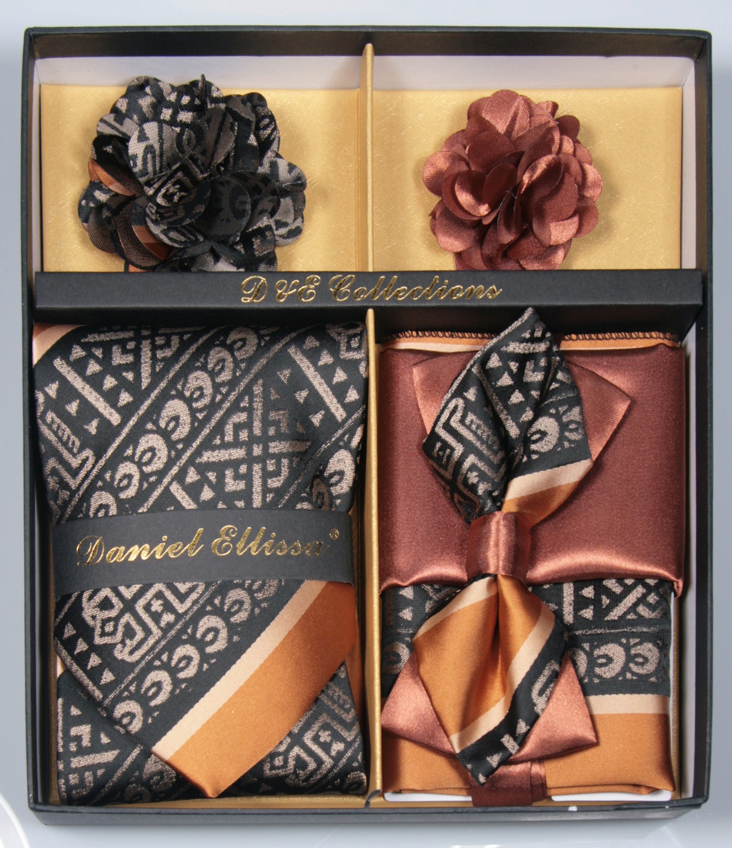 Black and Cocoa Men's Accessories Collection Box 6 Piece Set
