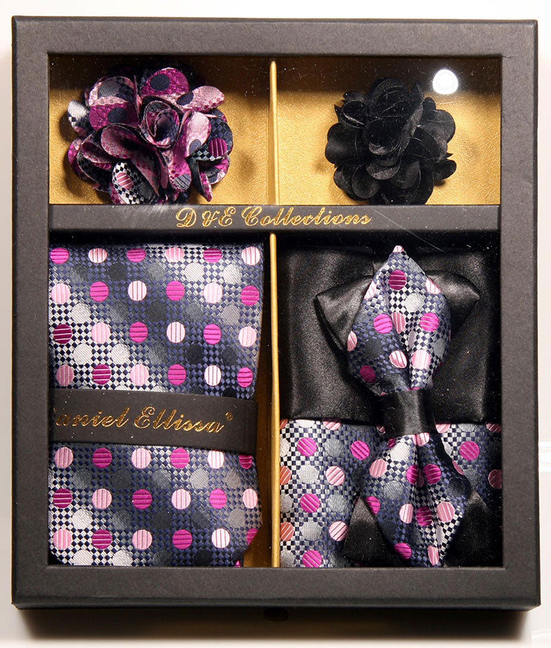 Hot Pink and Black Men's Accessories Collection Box 6 Piece Set
