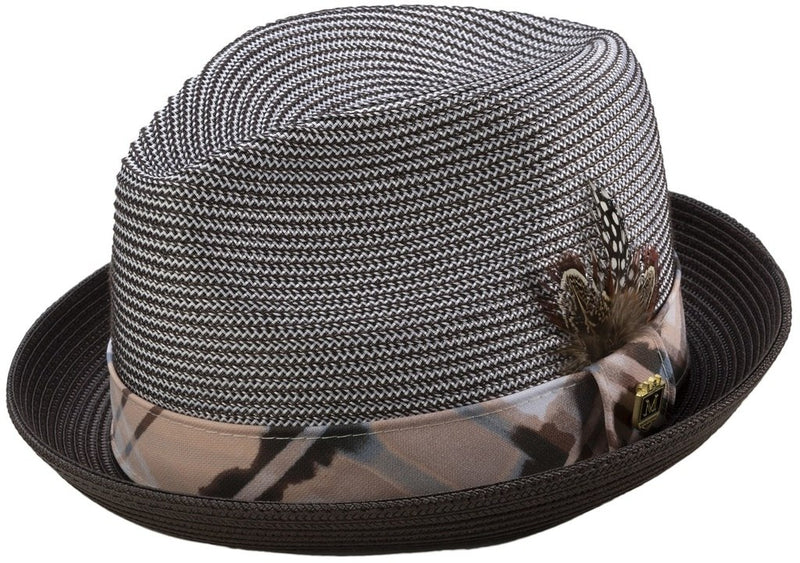 Braided Stingy Brim Pinch Fedora Hat in Brown - SUITS FOR MENS
