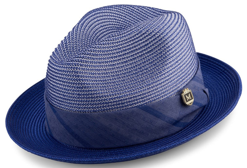 Royal Blue Braided Two Tone Snap Brim Pinch Hat | Men's Fashion