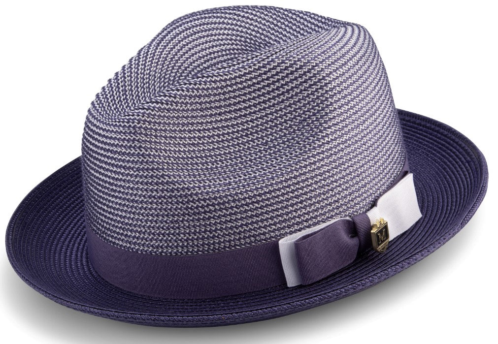 Purple Men's Two Tone Braided Pinch Fedora with Grosgrain Ribbon | Men ...