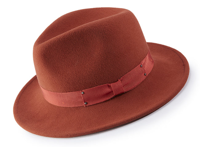 Cognac Wool Felt Dress Hat