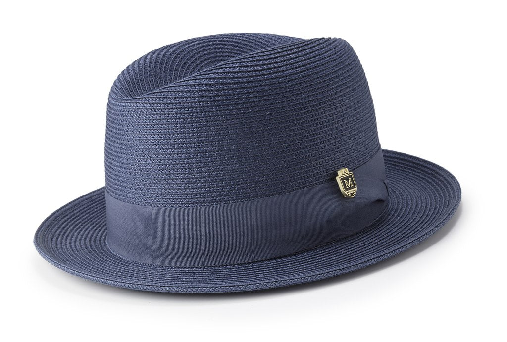 Braided Center Crease Fedora in Sapphire