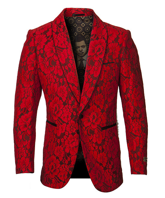 Empire Collection - Red Floral Solid Pattern Sports Coat ...