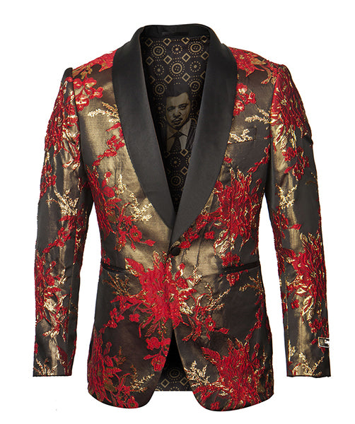 Empire Collection - Red Floral Pattern Sports Coat Slim Fit | Men's Fashion