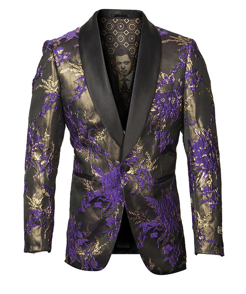 Empire Collection - Purple Floral Pattern Sports Coat Slim Fit | Men's ...