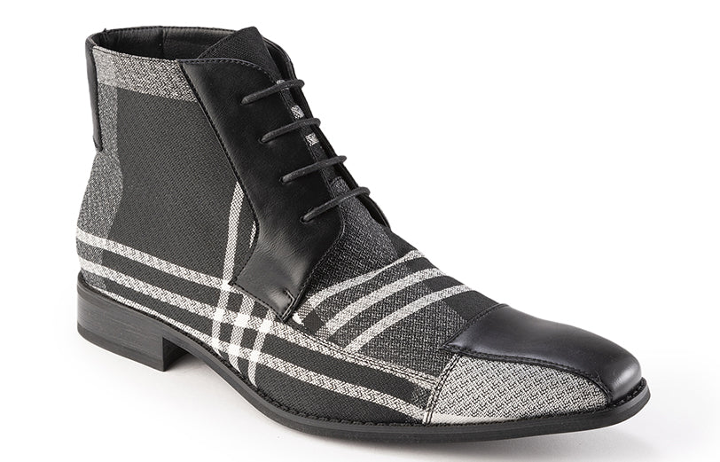 Black Asymmetrical Prints Men's Casual Fashion Boots Shoes