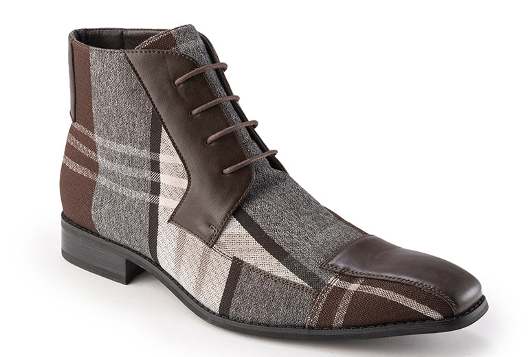 Brown Asymmetrical Prints Men's Casual Fashion Boots Shoes