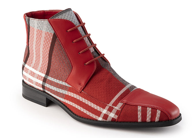 Red Asymmetrical Prints Men's Casual Fashion Boots Shoes