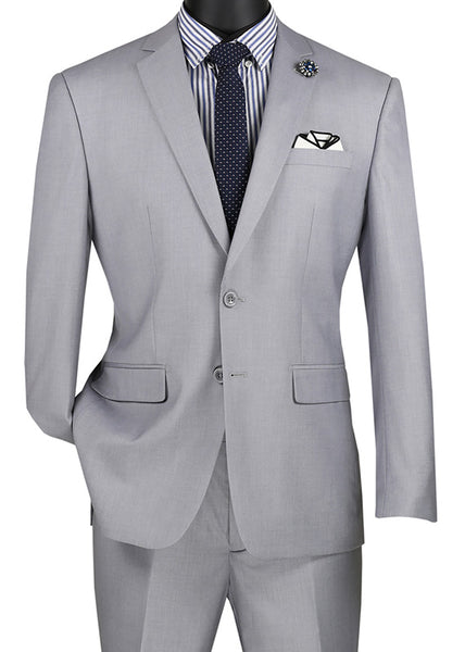 Slim Fit Men's Suit 2 Piece 2 Button in Light Gray | Men's Fashion
