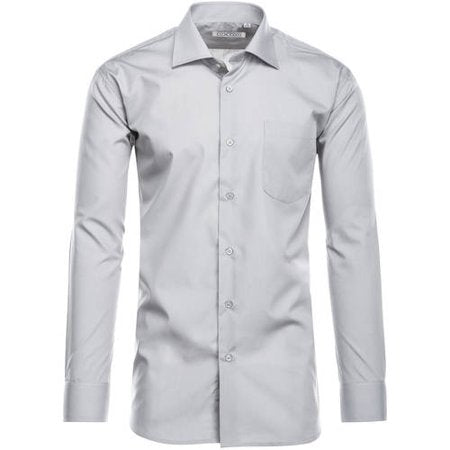 Cotton Blend Dress Shirt Regular Fit In Gray | Men's Fashion