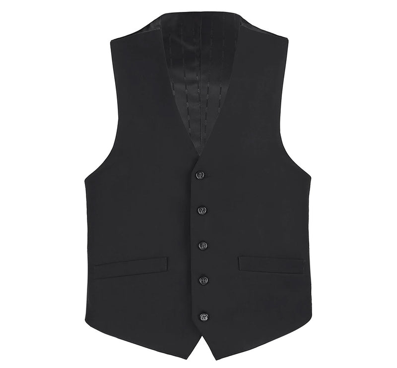 Black Slim Fit Vest Single Breasted 5 Button Design | Men's Fashion