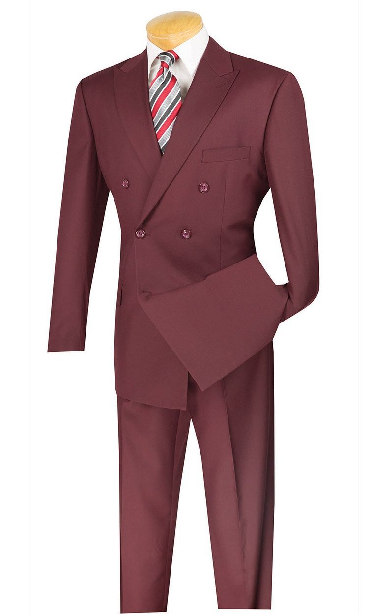 Ramses Collection Double Breasted Suit 2 Piece Regular Fit In Burgundy Mens Fashion 