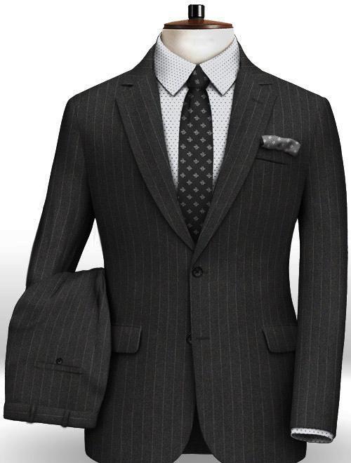 Men's Modern Fit Wool Suit Pinstripe Dark Gray | Men's Fashion