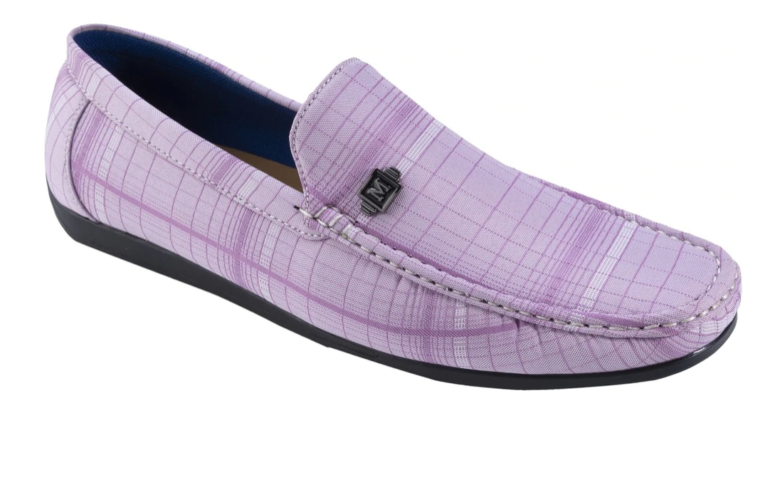 Men's Lavender Plaid Fashion Loafer Shoe