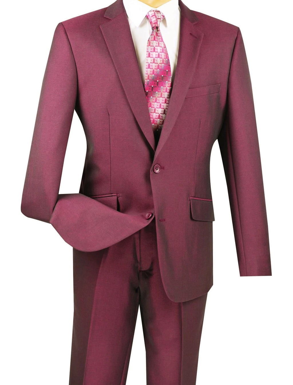 Men's Slim Fit Suit Single Breasted 2 Buttons Design Burgundy | Mens ...