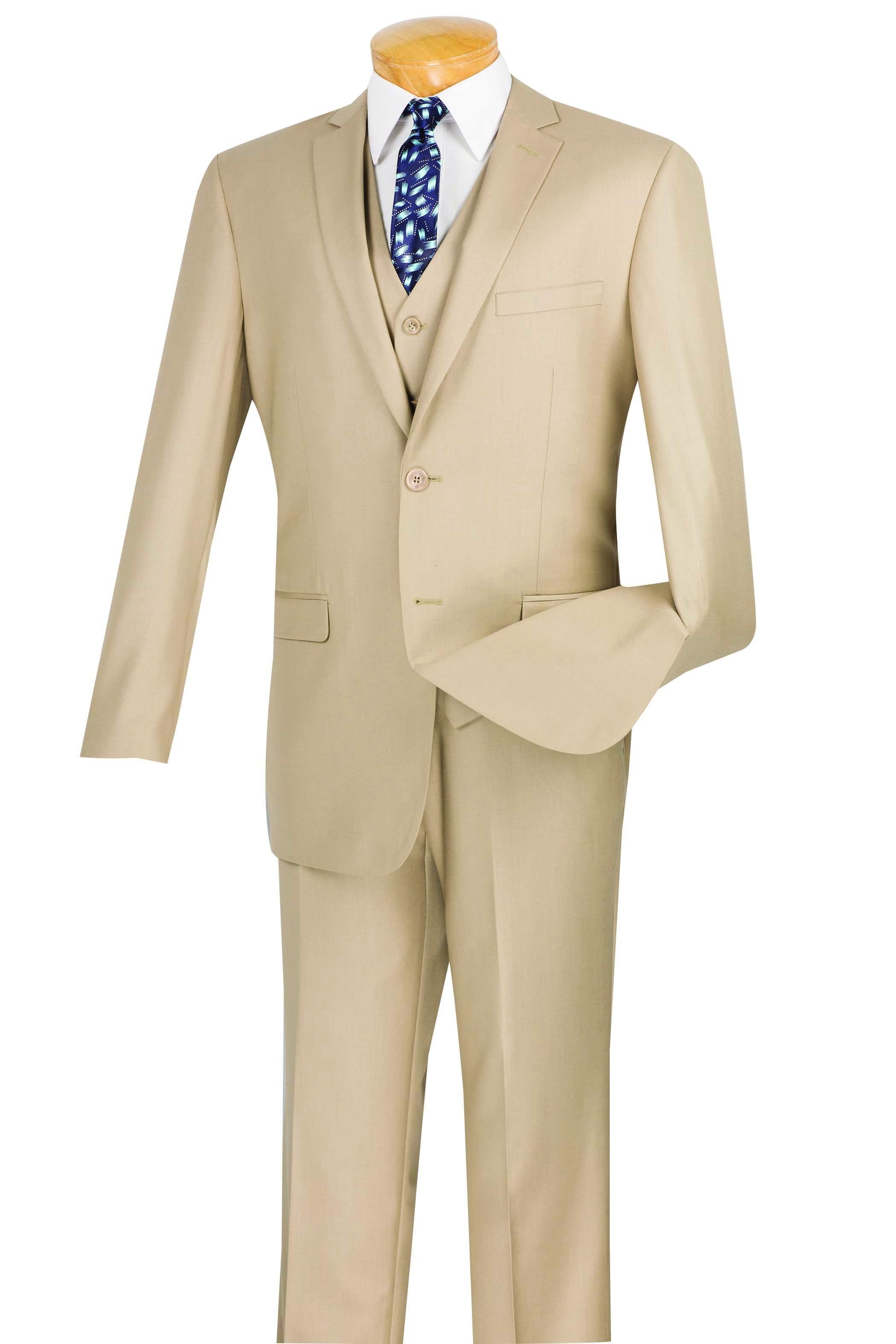Slim Fit Men's Suit 3 Piece 2 Button in Beige | Men's Fashion