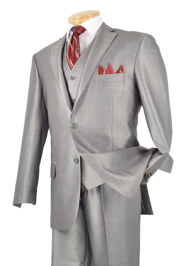 Nautilus Collection - Regular Fit Men's Suit 3 Piece 2 Button in Gray