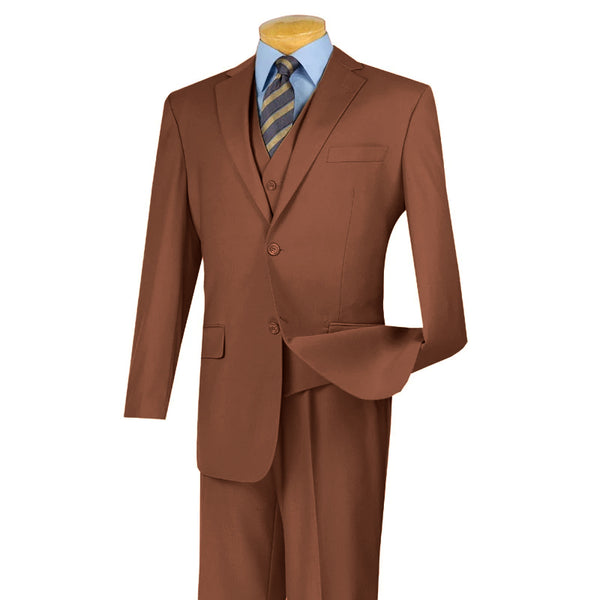 Morgan Collection - Regular Fit 3 Piece Suit 2 Button Cognac | Men's ...