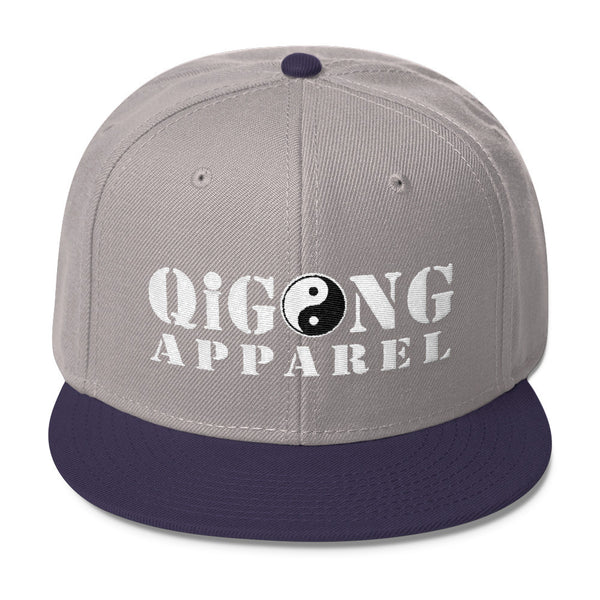 Embroidered Qigong Apparel cap - Wool Blend Snapback GRY/NVY/NVY