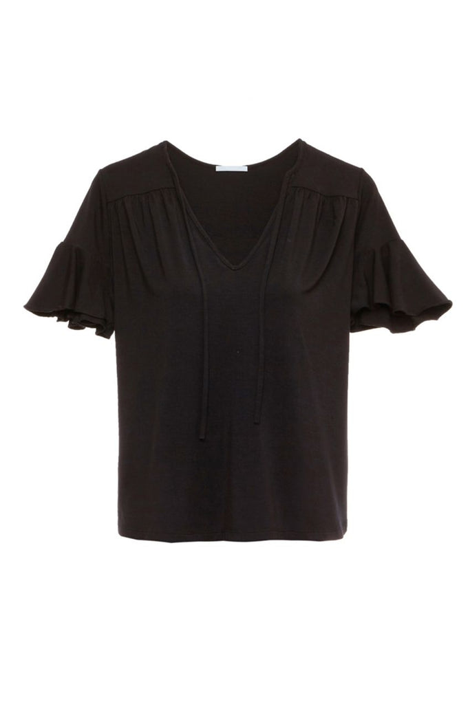 Eberjey Ivy Flounce Top in Black - Lounge Beauties