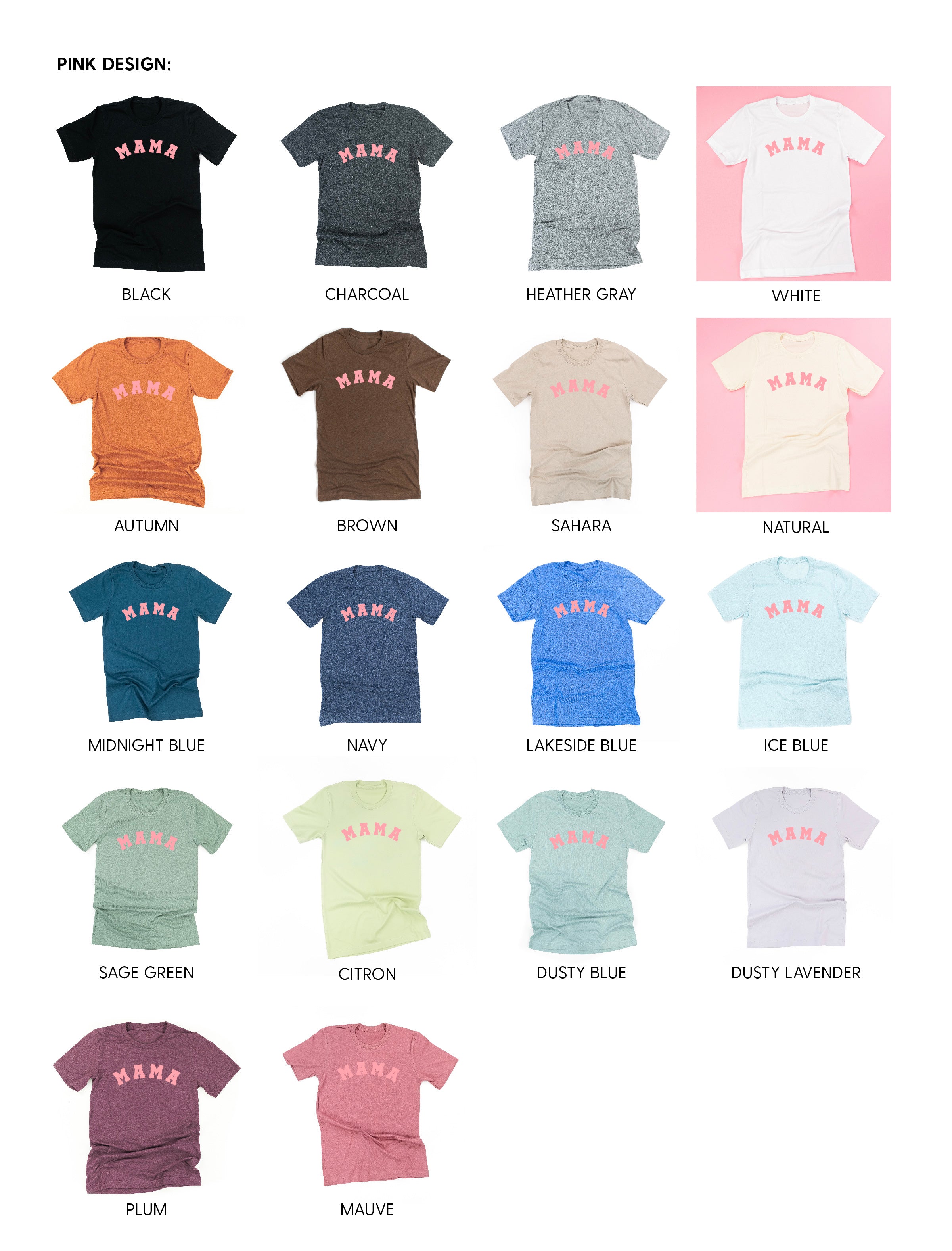 ADULT - COLOR CHARTS – Little Mama Shirt Shop LLC