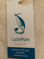 CastleWare Baby hang tag with wynken, blynken and nod sailing show graphic