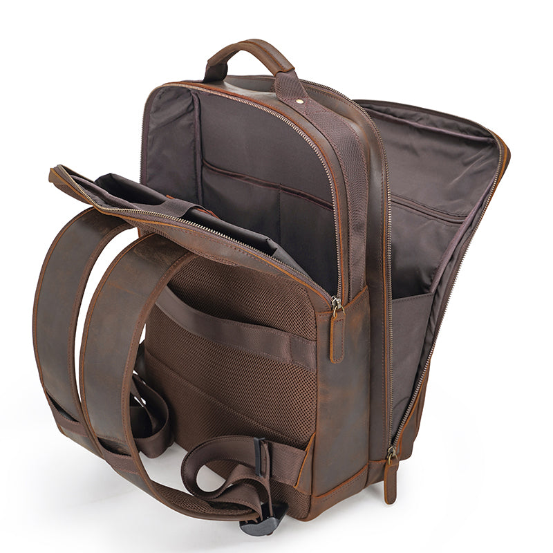 Leather Retro Dark Brown Backpack - Denali Leather Goods