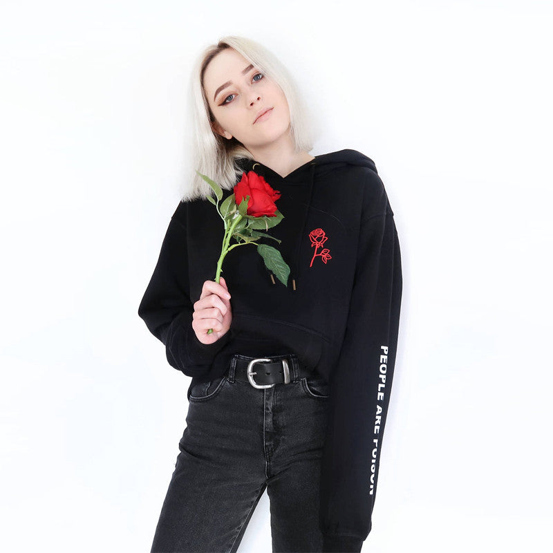 rose print hoodie