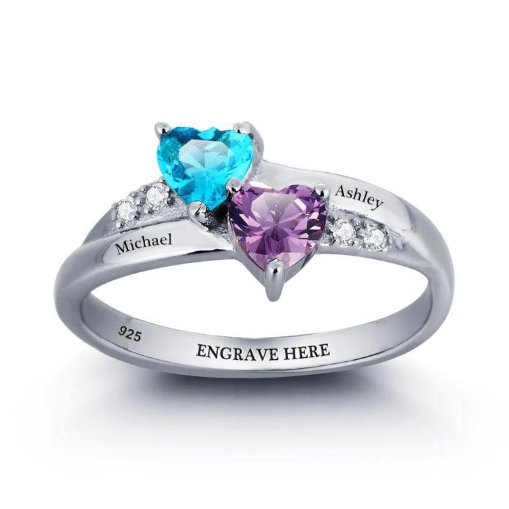 Personalized Birthstone  Couples  Promise Ring  