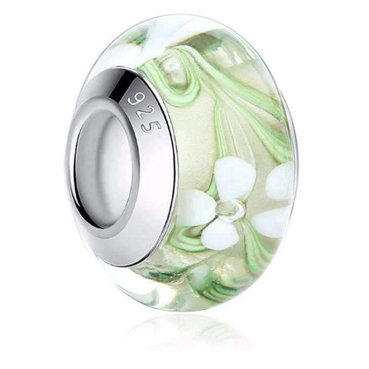 pandora green glass charm