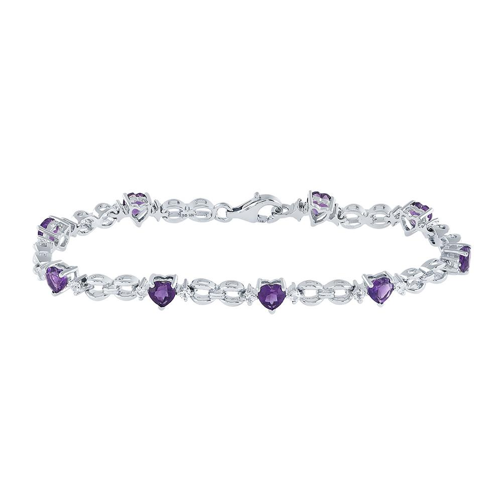 Sterling Silver Heart Amethyst Bracelet - Radiant Love Collection –  Splendid Jewellery