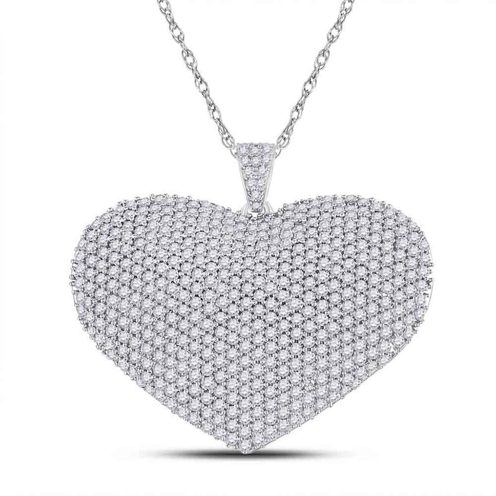 Lovely Black Diamond Heart Pendant Necklace White Gold