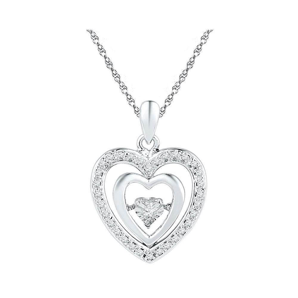 Heart Locket Necklace 1/10 ct tw Diamonds Sterling Silver