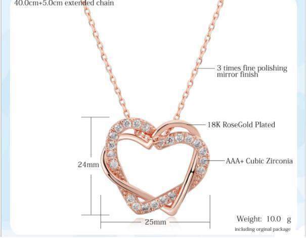 Women's Lifetime Heart Chain Necklace + Heart Bracelet Jewelry Set