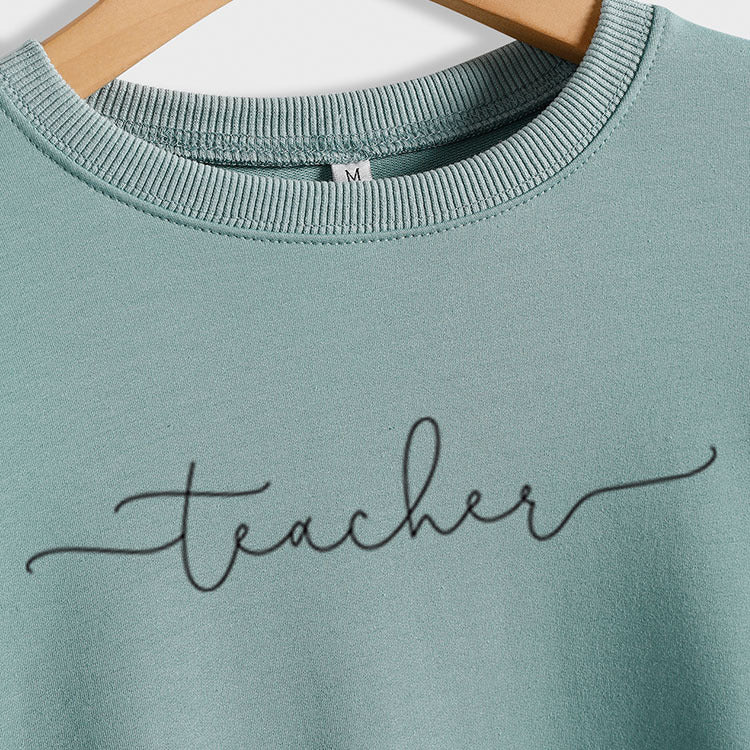 Teacher Letter Loose Bottom Casual Long-sleeved Plus-size Sweatshirt