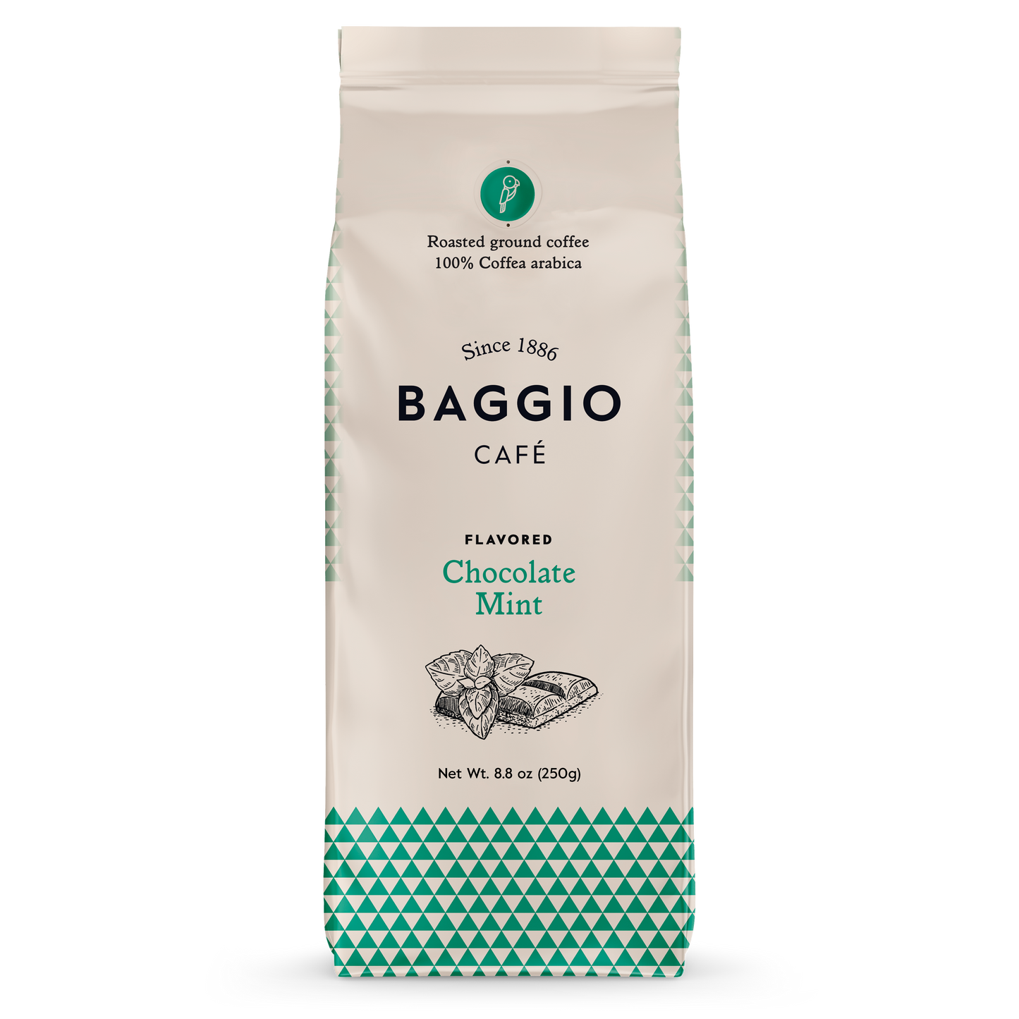 chocolate mint flavored gourmet coffee baggio cafe