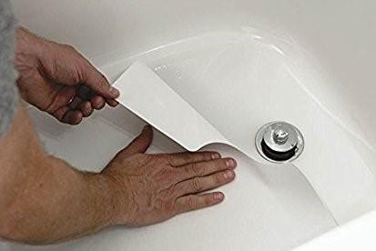 Anti Slip White Bath Mat being installed