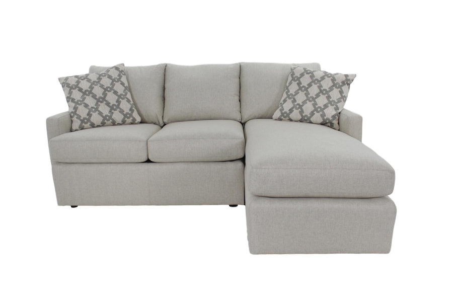 Gray Shelter Back Couch with Black and White Pillow - Transitional